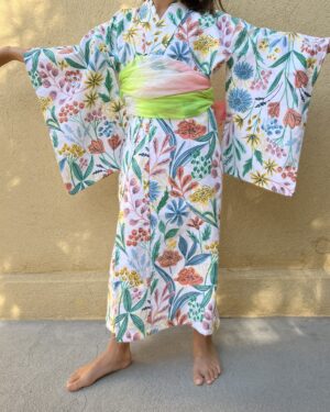 [5-6 ans] YUKATA multicolore + OBI vintage, Ensemble 2 pièces