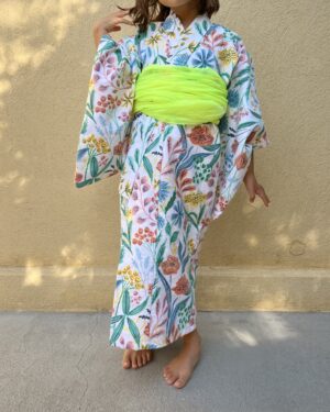 [7-8 ans] YUKATA multicolore + OBI vintage, Ensemble 2 pièces